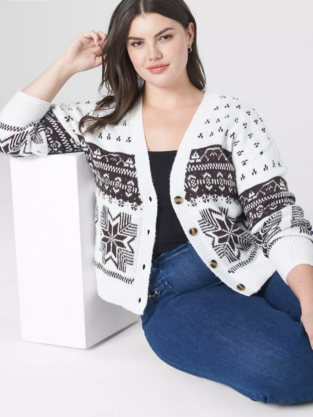 Classic Button-Front Fair Isle Cardigan Size 14/16